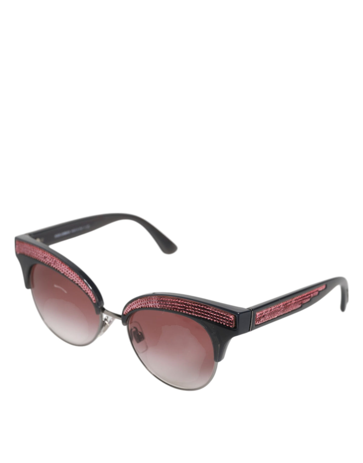 Dolce & Gabbana Black Pink Mirrored Cat Eye DG6109 Sequined Sunglasses