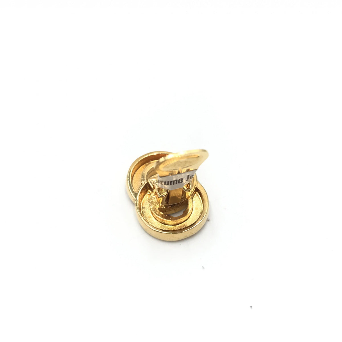 Celine Gold Tone Double Round Motif Earrings