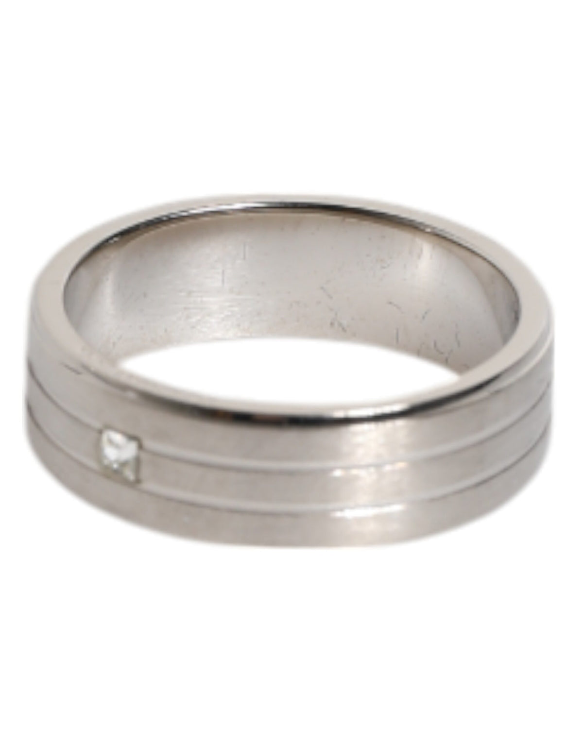 Dolce & Gabbana Silver Tone Brass Clear Crystal DG Logo Ring